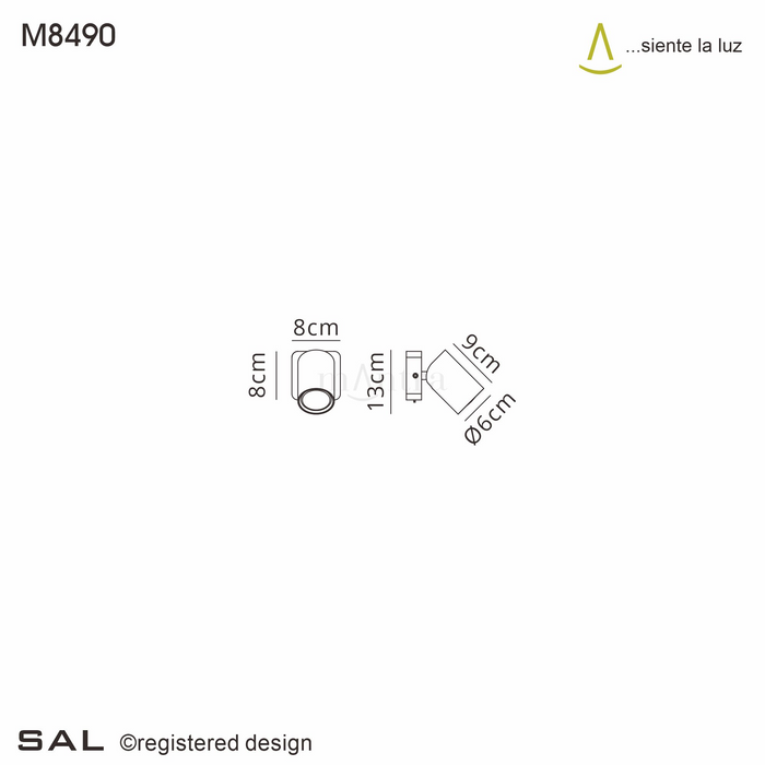Mantra Fusion M8490 Sal 1 Light Switched Wall Light GU10, Satin Gold/Matt Black • M8490