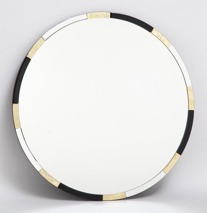 Dar Lighting Gadany Round Gold Leaf And Black Glass Mirror 80cm • 002GAD80