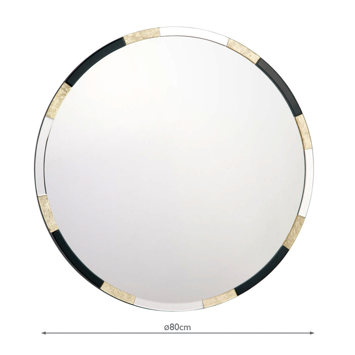 Dar Lighting Gadany Round Gold Leaf And Black Glass Mirror 80cm • 002GAD80