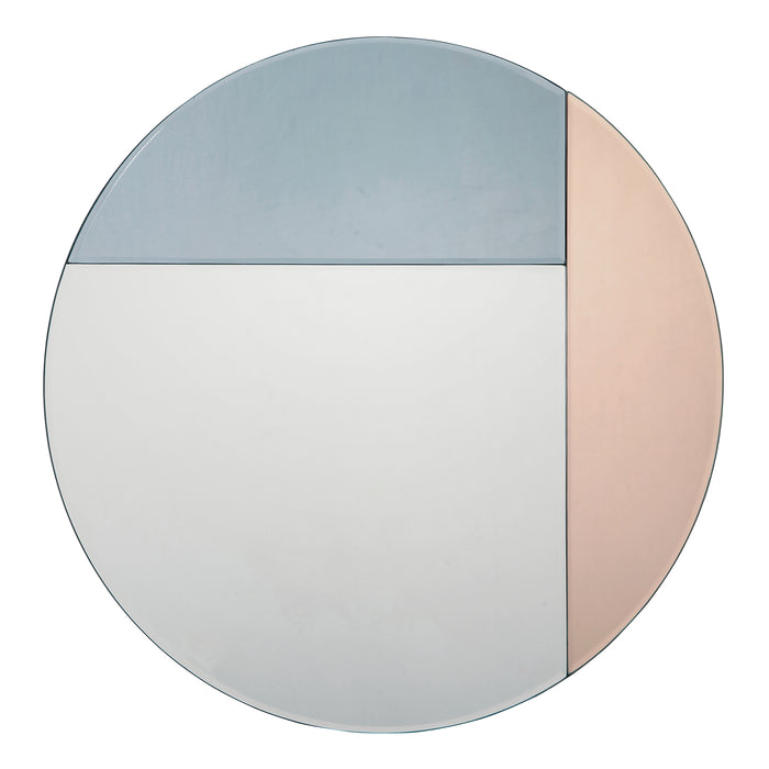 Dar Lighting Thalia Round Blue And Rose Gold Mirror 50cm • 002THA50