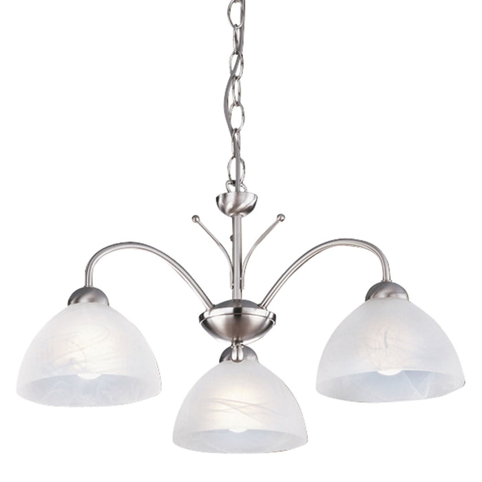Searchlight Milanese - 3Lt Ceiling, Satin Silver, Alabaster Glass • 1133-3SS