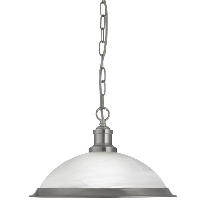 Searchlight Bistro - 1Lt Pendant, Satin Silver, Marble Glass • 1591SS