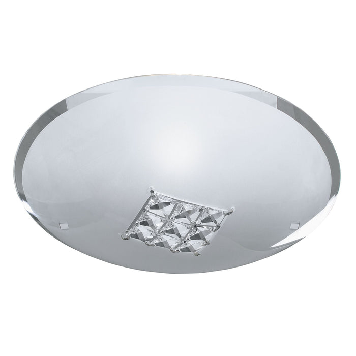 Searchlight Horizon Flush - 1Lt Ceiling Flush (Dia 32Cm), Sanded Glass, Clear Crystal • 2198-32