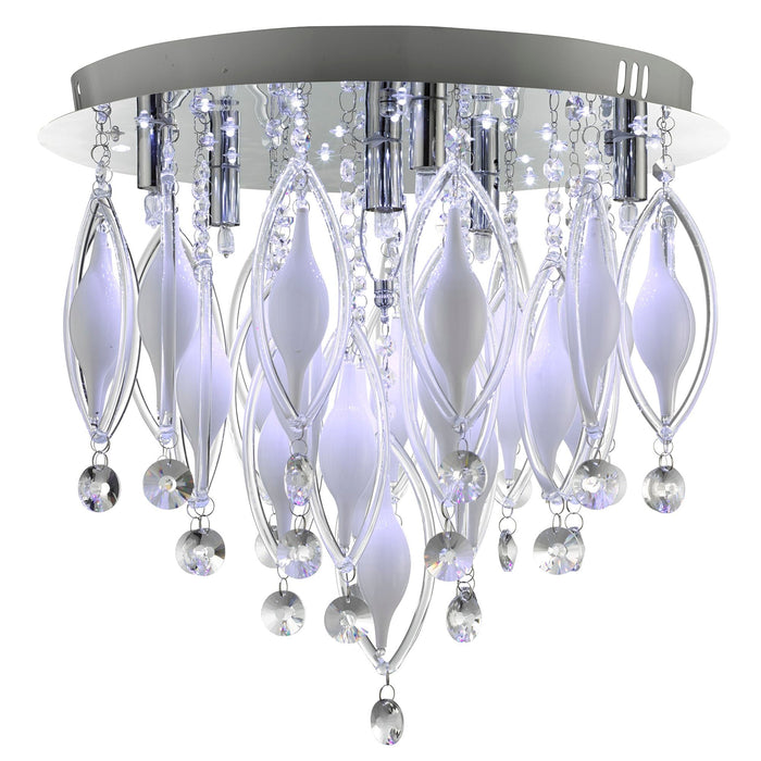 Searchlight Spindle - Remote Controlled  6Lt Flush Ceiling, Chrome With Clear/White Glass Deco • 2456-6CC