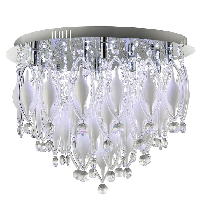 Searchlight Spindle - Remote Controlled  9Lt Flush Ceiling, Chrome With Clear/White Glass Deco • 2459-9CC