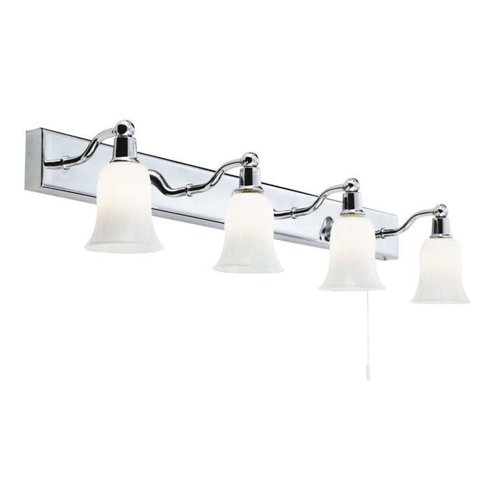 Searchlight Equador Bathroom - Ip44 (G9 Led) 4Lt Wht Shade Wall Light Bar • 2934-4CC-LED
