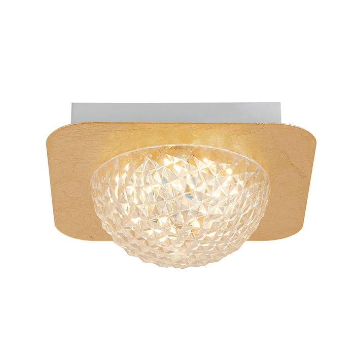 Searchlight Celestia 1 Lt Square Led Ceiling Light - Gold Leaf With Clear Acrylic • 32511-1GO