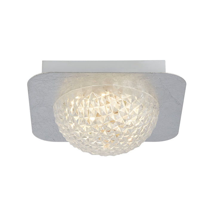 Searchlight Celestia 1 Lt Square Led Ceiling Light - Silver Leaf With Clear Acrylic • 32511-1SI