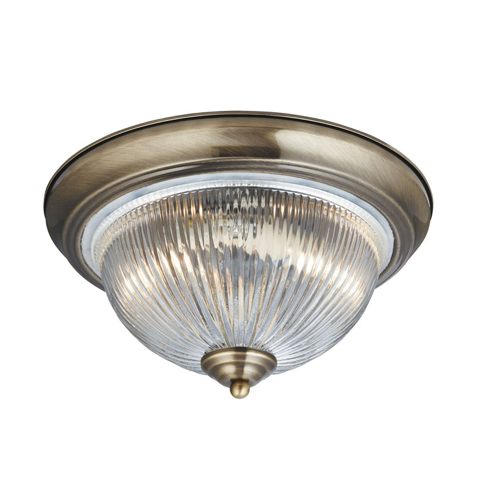 Searchlight American Diner - 2Lt Ip44 Ceiling Flush, Antique Brass, Acid Glass • 4370