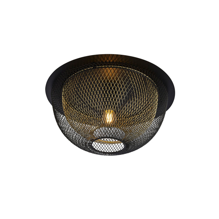 Searchlight Honeycomb 1Lt Double Layered Mesh Flush Fitting - Black Outer With Gold Inner • 6840BGO