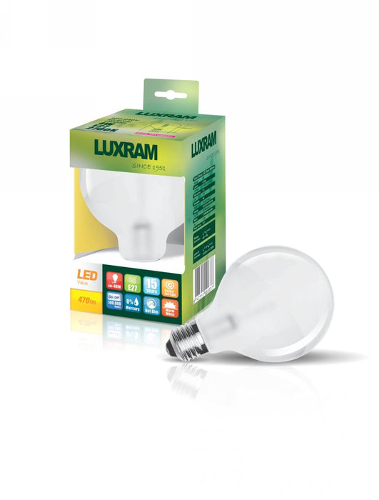 Luxram Value Classic LED Globe 95mm E27 8W 1055lm Warm White 2700K Colour-Box (Frosted)  • 763737163