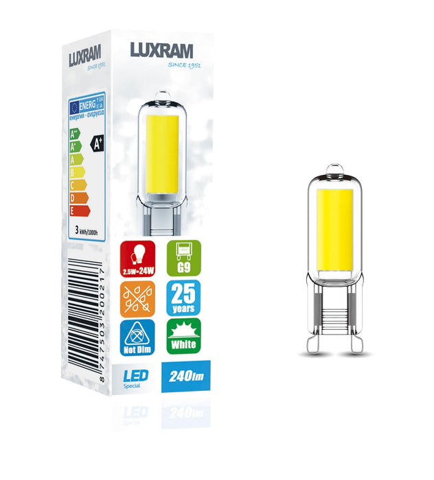Luxram HaloLED G9 2.5W 6000K Cool White, 240lm, Color-Box, 3yrs Warranty  • 779320021