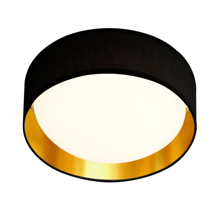 Searchlight Gianna 37Cm 1Lt Led Flush Ceiling Light, Acrylic, Black Shade/Gold • 9371-37BGO