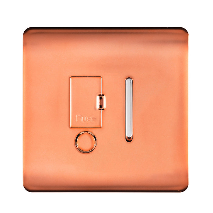 Trendi, Artistic Modern Switch Fused Spur 13A With Flex Outlet Copper Finish, BRITISH MADE, (35mm Back Box Required), 5yrs Warranty • ART-FSCPR