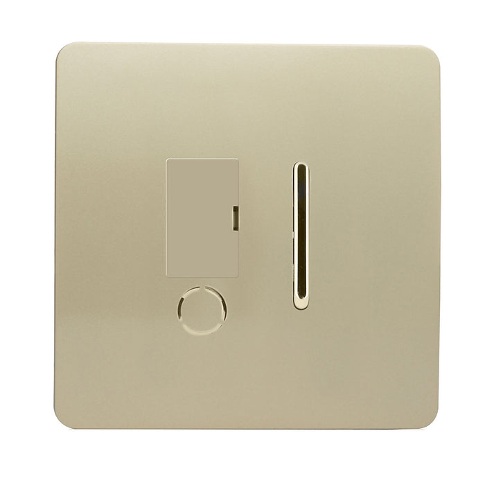 Trendi, Artistic Modern Switch Fused Spur 13A With Flex Outlet Champagne Gold Finish, BRITISH MADE, (35mm Back Box Required), 5yrs Warranty • ART-FSGO