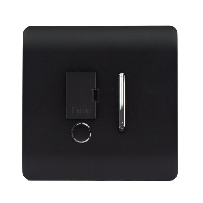 Trendi, Artistic Modern Switch Fused Spur 13A With Flex Outlet Matt Black Finish, BRITISH MADE, (35mm Back Box Required), 5yrs Warranty • ART-FSMBK