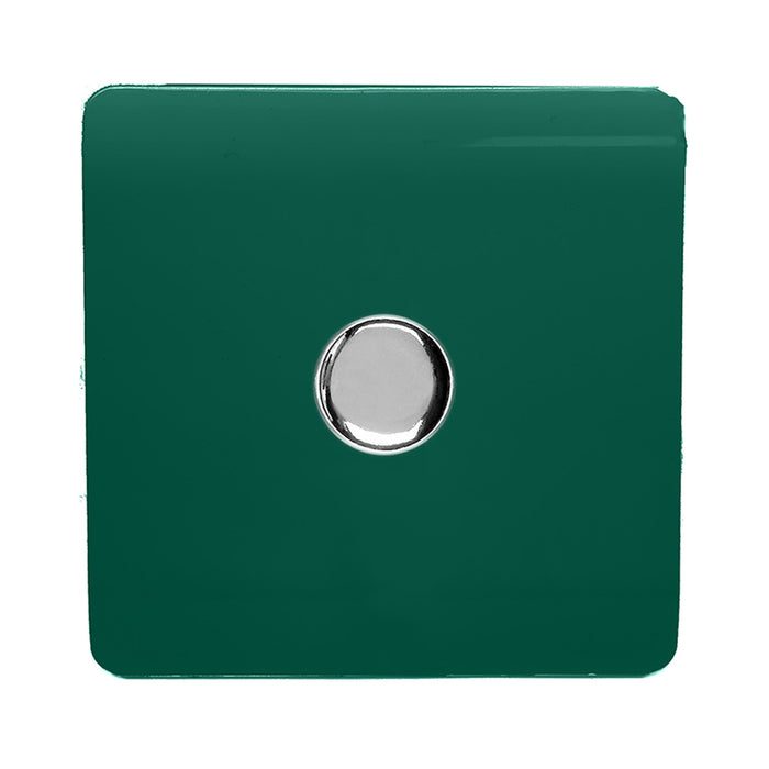 Trendi, Artistic Modern 1 Gang 1 Way LED Dimmer Switch 5-150W LED / 120W Tungsten, Dark Green Finish, (35mm Back Box Required), 5yrs Warranty • ART-LDMDG