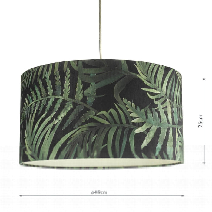 Dar Lighting Bamboo Green Leaf Print Velvet Easy Fit Shade Large • BAM8655