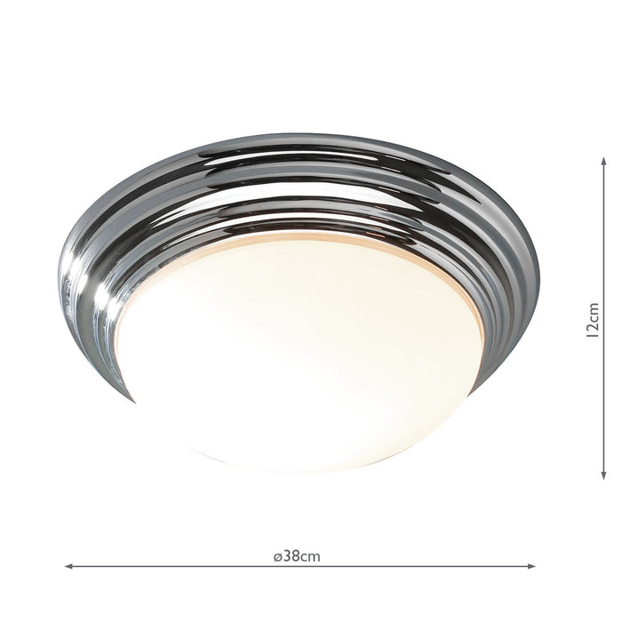 Dar Lighting Barclay Large Bathroom Flush Polished Chrome Opal Glass IP44 • BAR5050