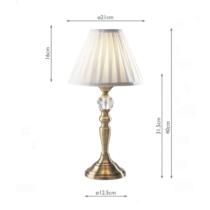 Dar Lighting Beau Touch Table Lamp Antique Brass With Shade • BEA4075