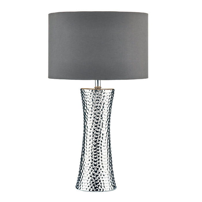 Dar Lighting Bokara Table Lamp Silver With Shade • BOK4232-X