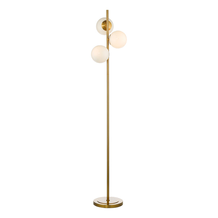Dar Lighting Bombazine 3 Light Floor Lamp Natural Brass Opal Glass • BOM4935