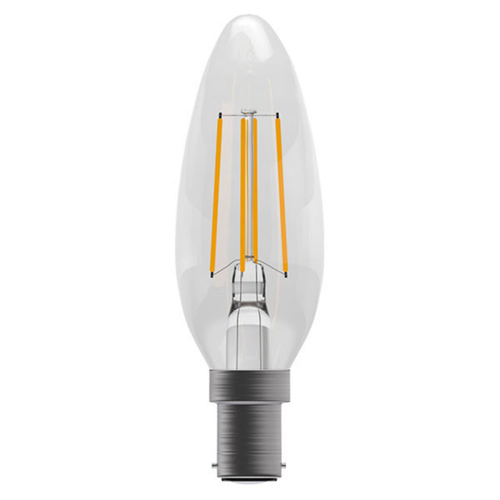 B15 4W LED Filament Candle Bulb Clear 2700k Warm White Dimmable
