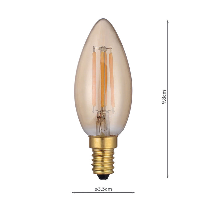 Dar Lighting BUL-E14-LEDV-1 Vintage Candle LED 4w 250 Lumens Dimmable Gold (Pack Of 5)