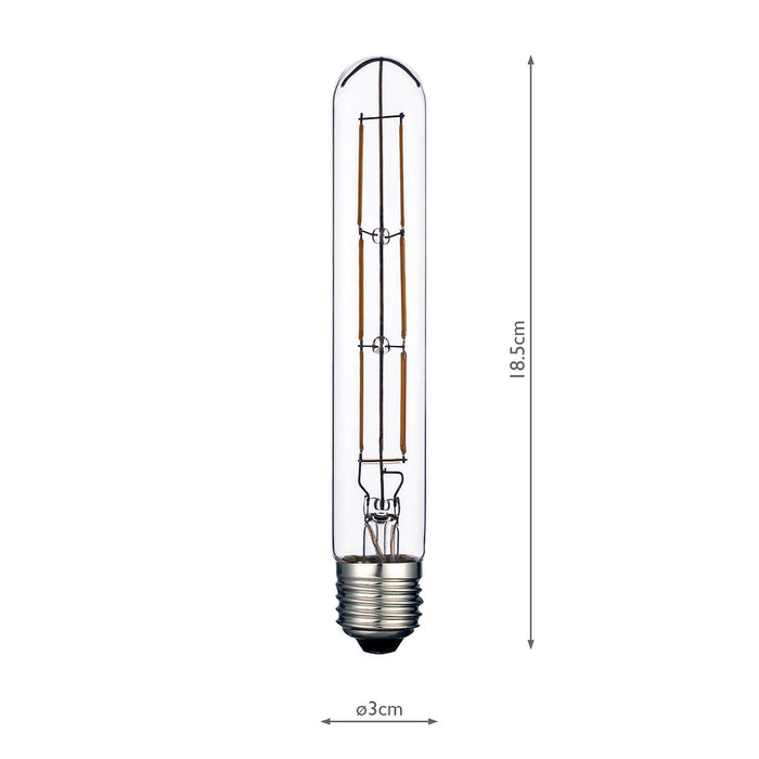 Dar Lighting BUL-E27-LED-25 Medium Tube LED 6w 600 Lumens Dimmable Clear (Pack Of 5)