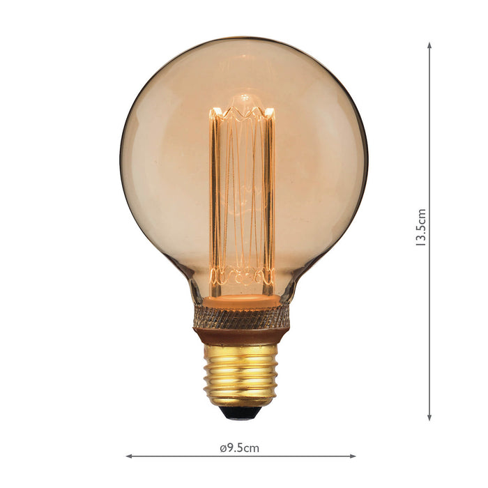 Dar Lighting BUL-E27-LEDV-10 Medium Vintage Micro Filament LED 3.5w 120 Lumens Dimmable Gold (Pack Of 5)