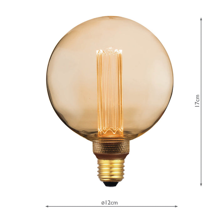 Dar Lighting BUL-E27-LEDV-11 Large Vintage Micro Filament LED 3.5w 120 Lumens Dimmable Gold (Pack Of 5)