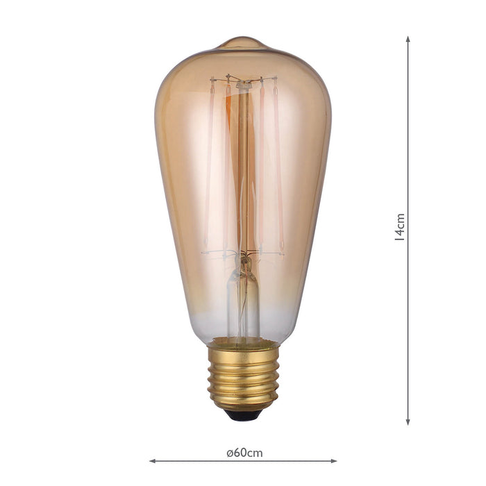 Dar Lighting BUL-E27-LEDV-1 Rustic Vintage LED 3w 300 Lumens Dimmable Gold (Pack Of 5)