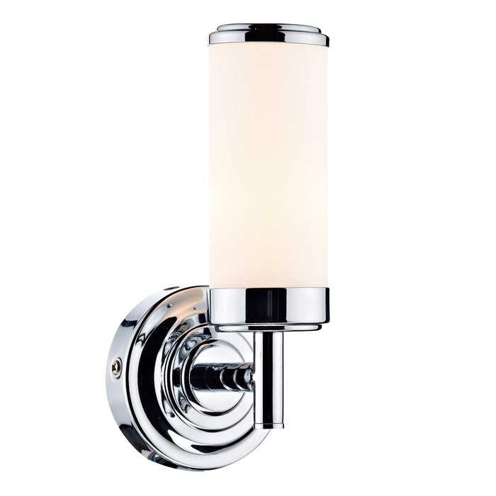 Dar Lighting Century Bathroom Wall Light Polished Chrome Opal Glass IP44 • CEN0750