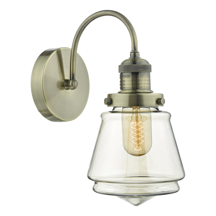Dar Lighting Curtis Wall Light Antique Brass & Champagne Glass • CUR0775