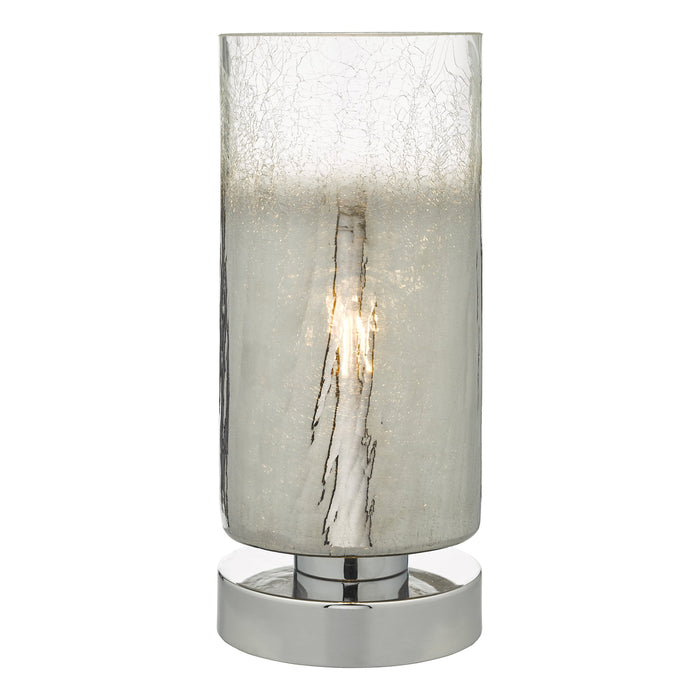 Dar Lighting Deena Touch Table Lamp Polished Chrome Crackle Glass • DEE4208