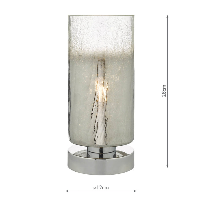 Dar Lighting Deena Touch Table Lamp Polished Chrome Crackle Glass • DEE4208