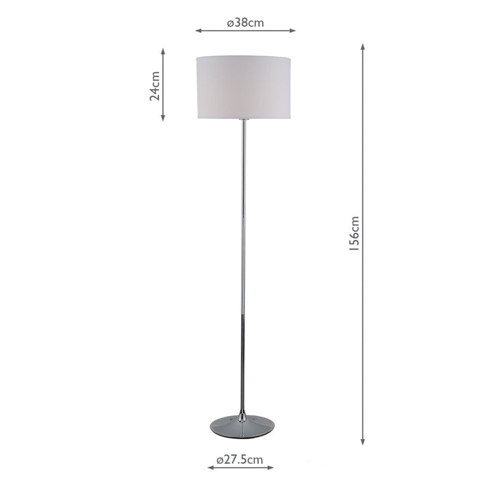Dar Lighting Delta Floor Lamp Polished Chrome With Shade • DEL4950