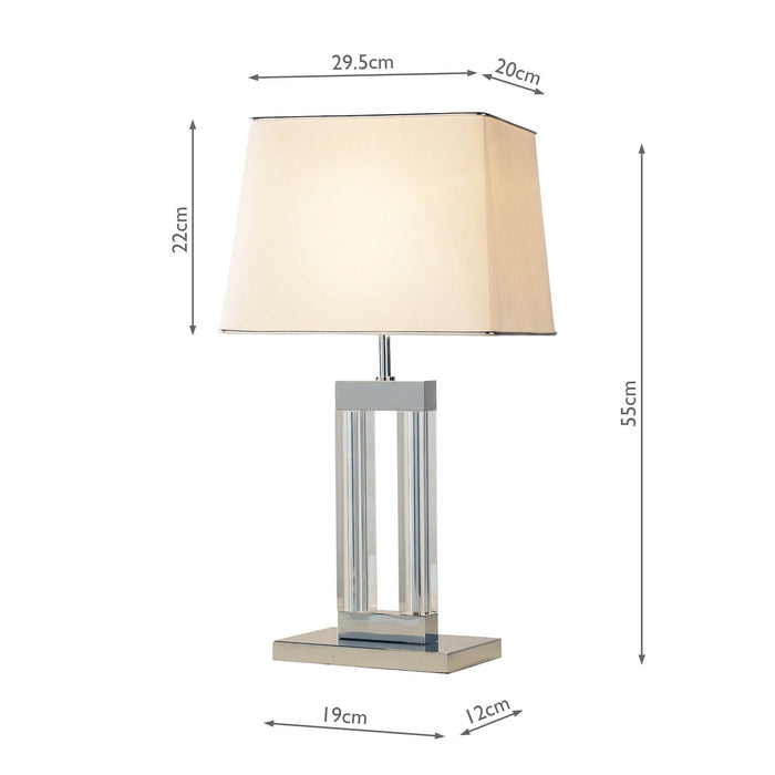 Dar Lighting Domain Table Lamp Polished Chrome Glass With Shade • DOM4050