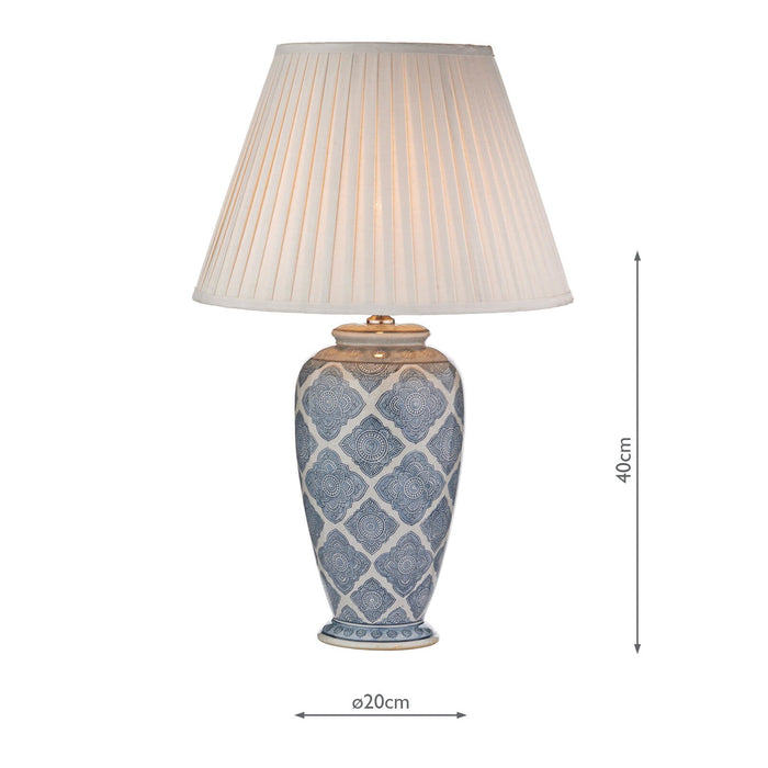 Dar Lighting Ely Table Lamp Blue/White Base Only • ELY4223