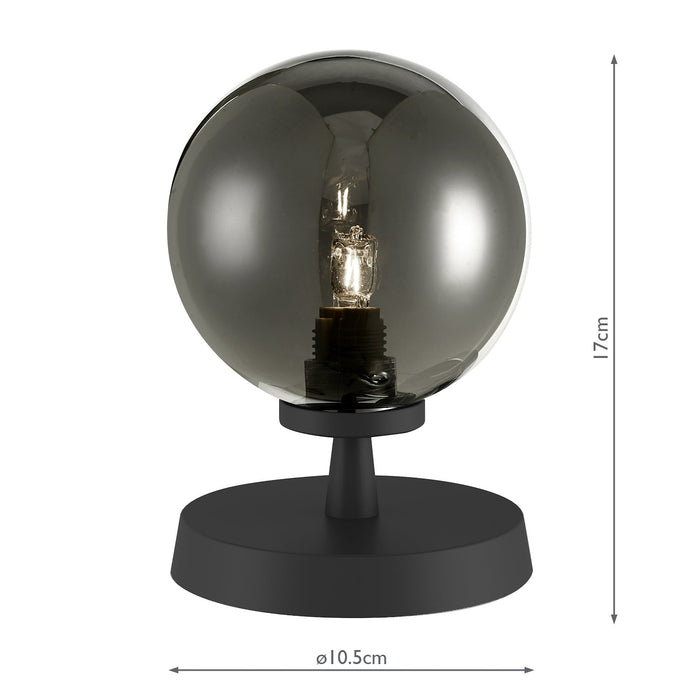 Dar Lighting Esben Touch Table Lamp Matt Black With Smoked Glass • ESB4122-01