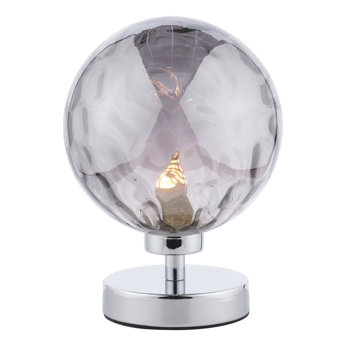 Dar Lighting Esben Table Lamp Polished Chrome Smoked Dimpled 150mm Glass • ESB4150-10
