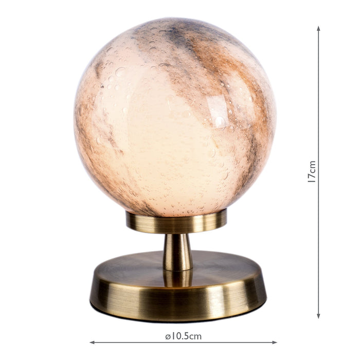 Dar Lighting Esben Touch Table Lamp Antique Brass With Planet Glass • ESB4175-07