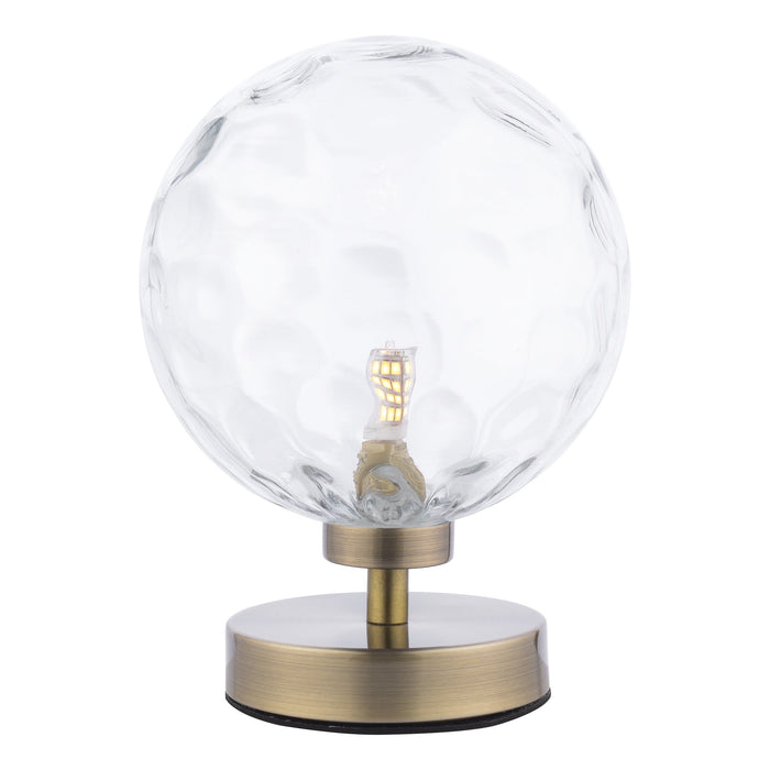 Dar Lighting Esben Table Lamp Antique Brass Clear Dimpled 150mm Glass • ESB4175-12