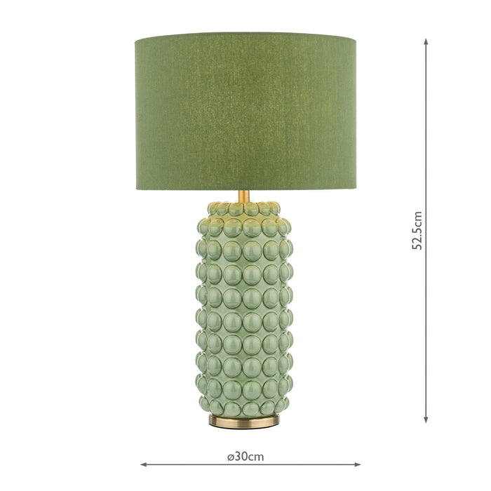 Dar Lighting Etzel Table Lamp Green Satin Brass With Shade • ETZ4224