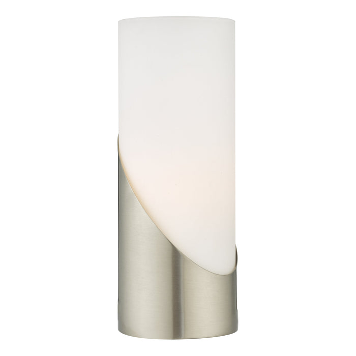 Dar Lighting Faris Touch Table Lamp Satin Nickel Opal Glass • FAR4246