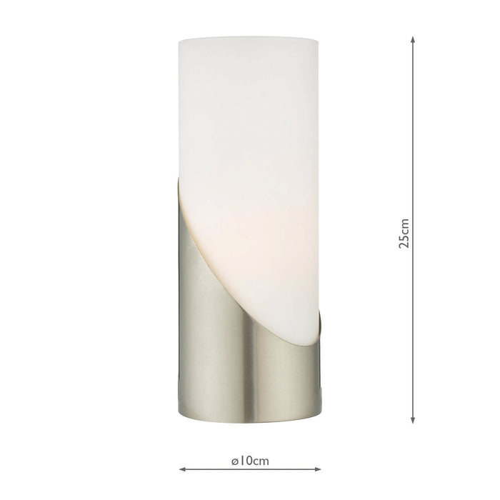 Dar Lighting Faris Touch Table Lamp Satin Nickel Opal Glass • FAR4246