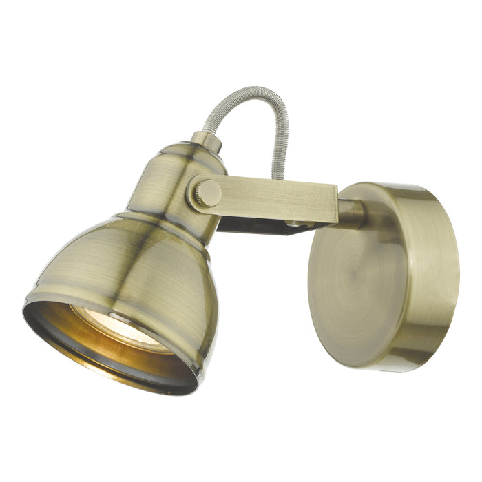 Dar Lighting Fothergill Single Wall Spotlight Antique Brass • FOT0775