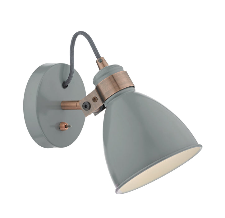 Dar Lighting Frederick Single Wall Spotlight Grey & Copper • FRE0739