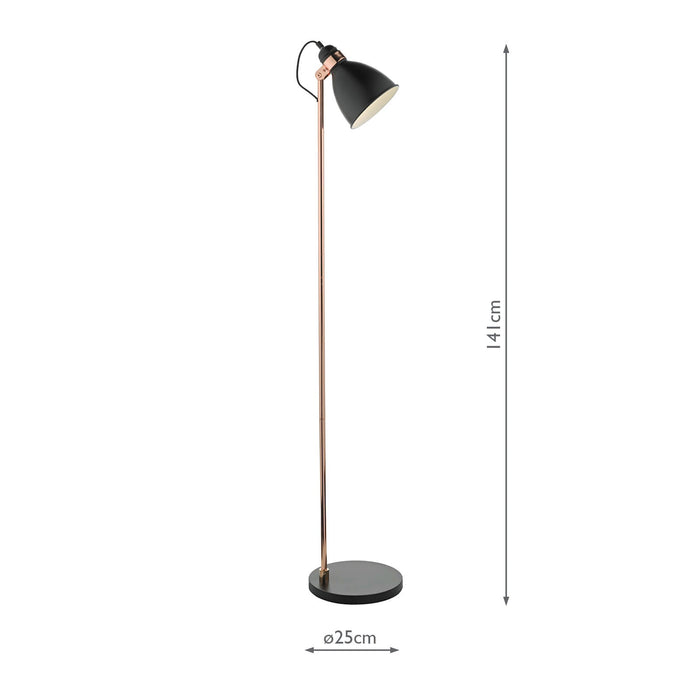 Dar Lighting Frederick Task Floor Lamp Black & Copper • FRE4922