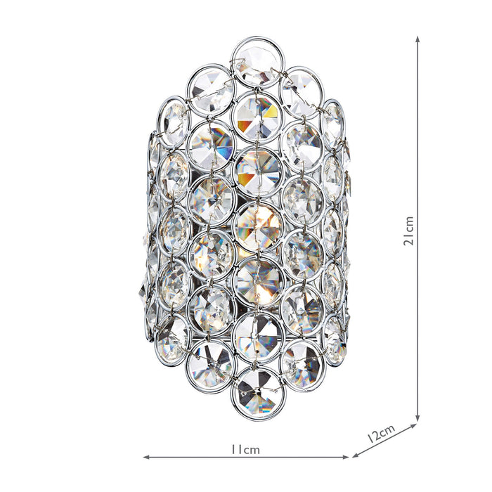 Dar Lighting Frost 1 Light Wall Bracket Polished Chrome and Faceted Crystal • FRO0750